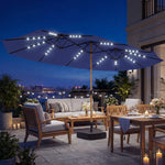 Outsunny Double Sided Garden Parasol With 48 Solar Led Lights 4.6m