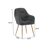 2pcs Modern Velvet Upholstered Dining Chairs With Polished Gold Legs | Dark Grey