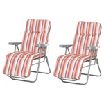 Set Of 2 Adjustable Sun Lounger Recliner Reclining Seat | Orange
