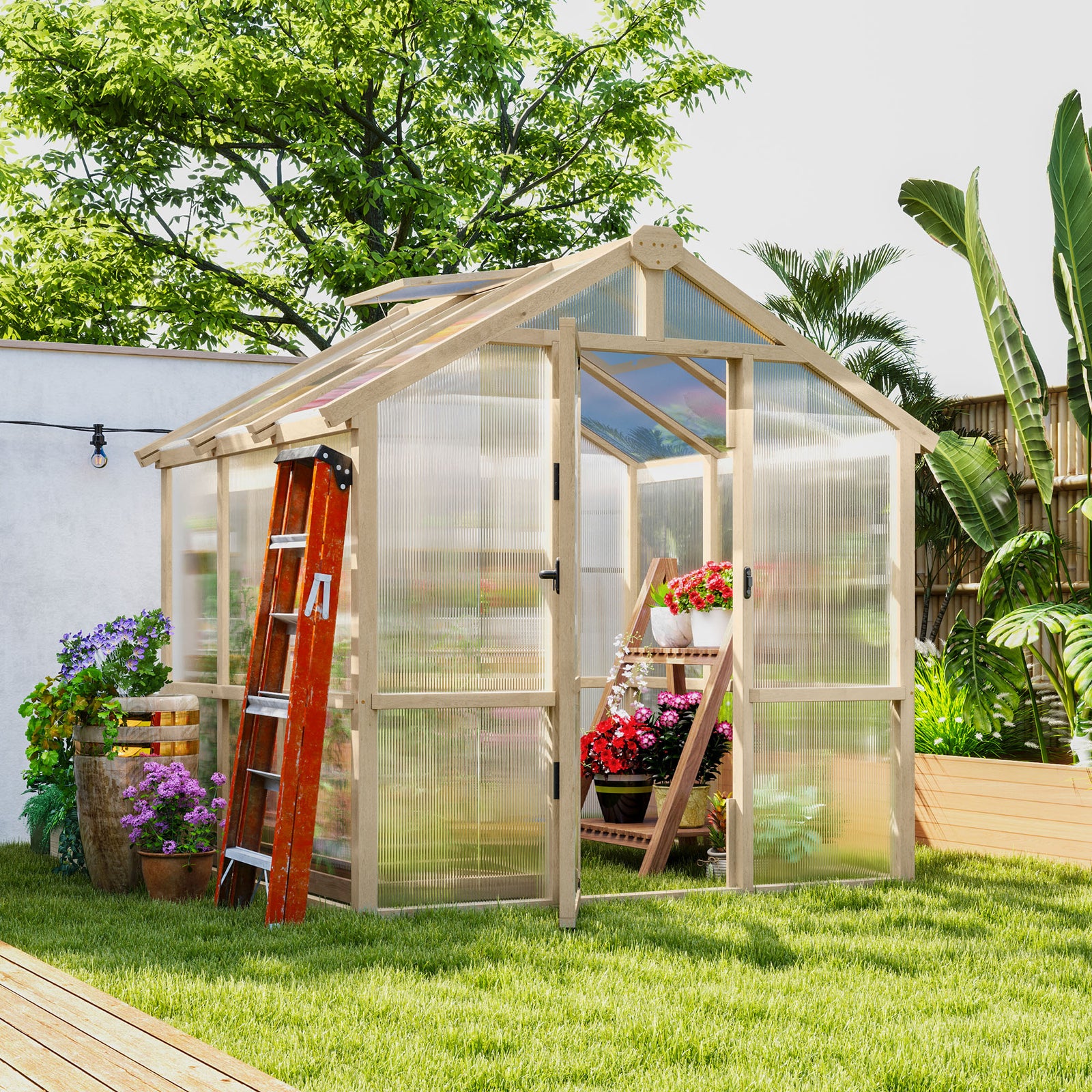 Polycarbonate Greenhouse, Walk-in Wooden Greenhouse