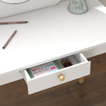Kids Dressing Table With Mirror And Stool, Drawer, Cloud Design | White