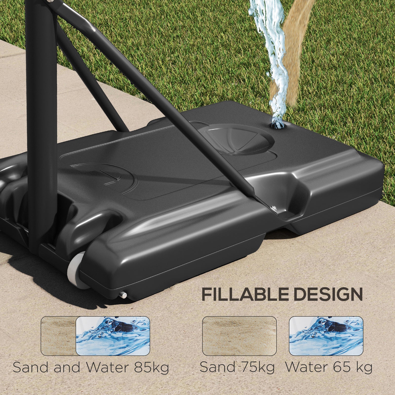 2.35-3.05m Basketball Hoop And Stand With Wheels | Black