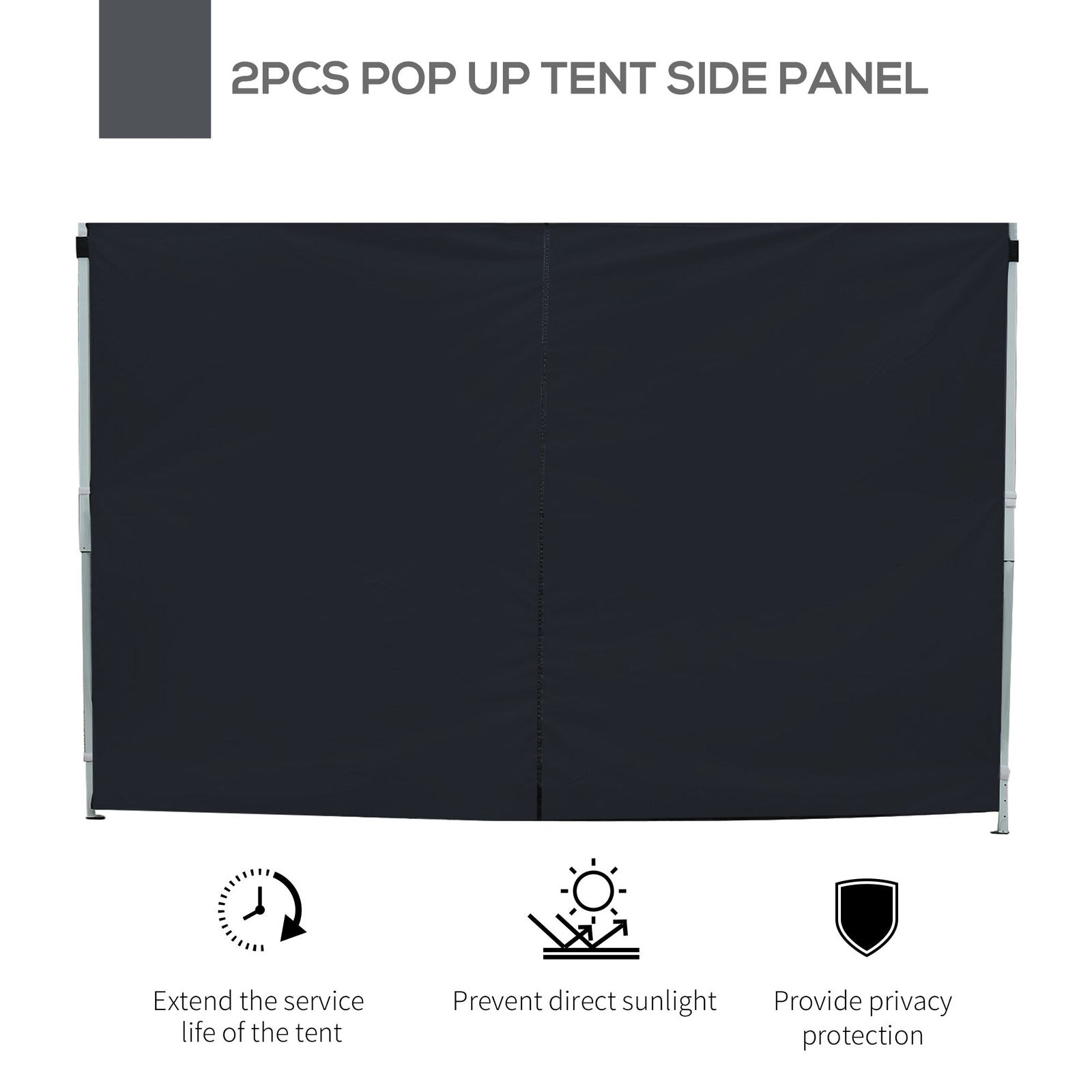Gazebo Replacement Exchangeable Side Wall Panels W/ Window | Black