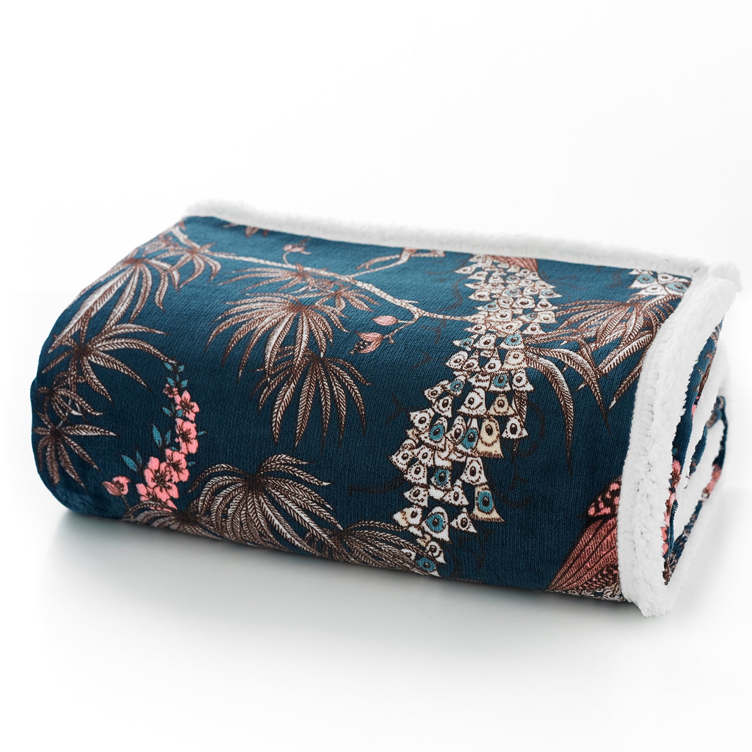 Snuggle Warm Fleece 140x180cm Throw Peacocks Blue