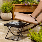 Folding Rattan Coffee Table W/ Steel Frame Bistro Garden | Brown