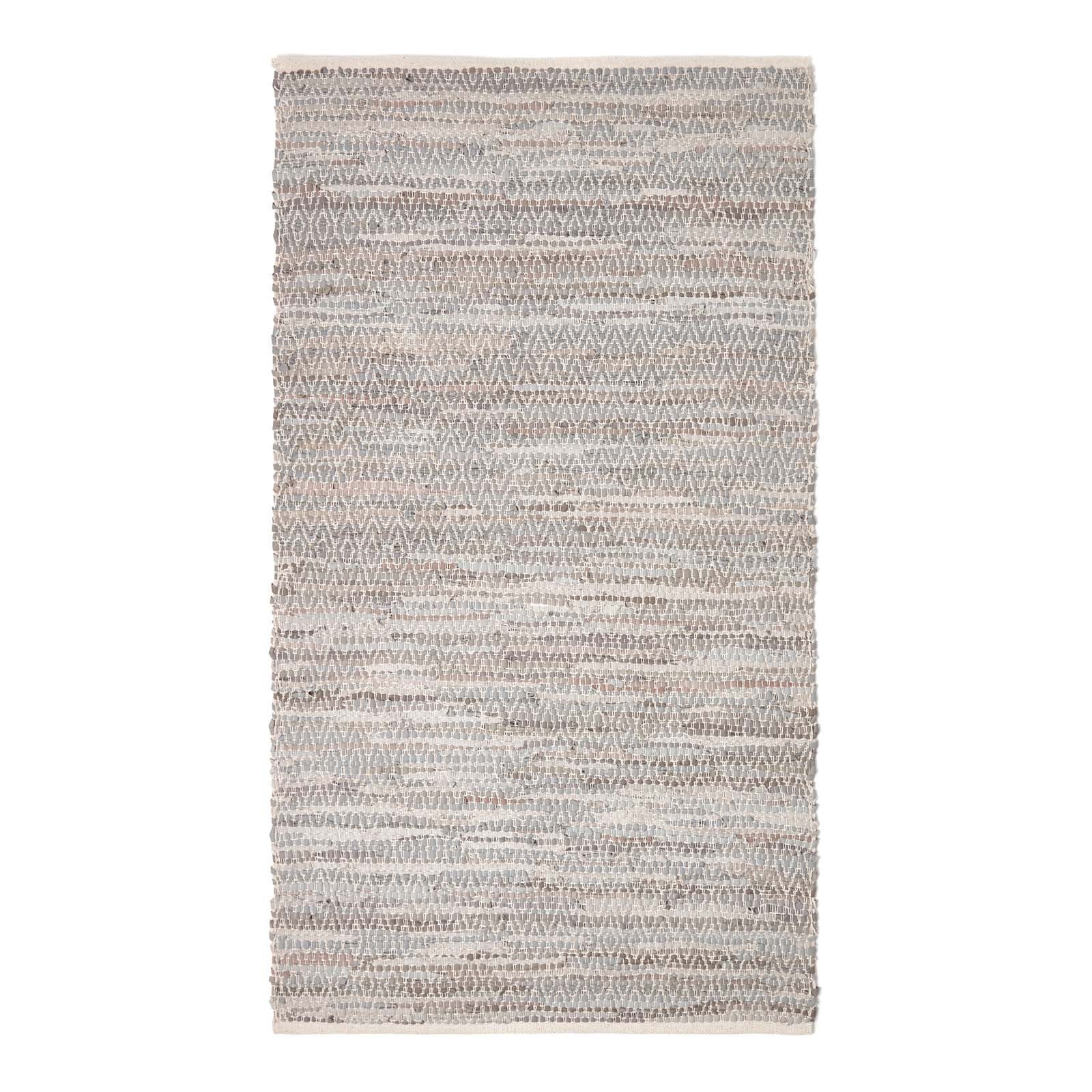 Real Leather Handwoven Diamond Pattern Rug | 120cm x 180cm | Grey