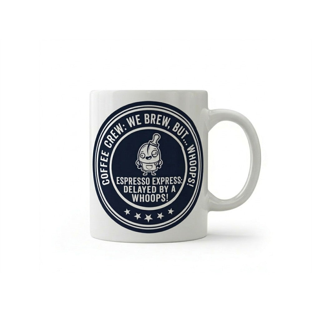 Dyzi Coffee Crew We Brew But Whoops Funny Quote Ceramic Mug