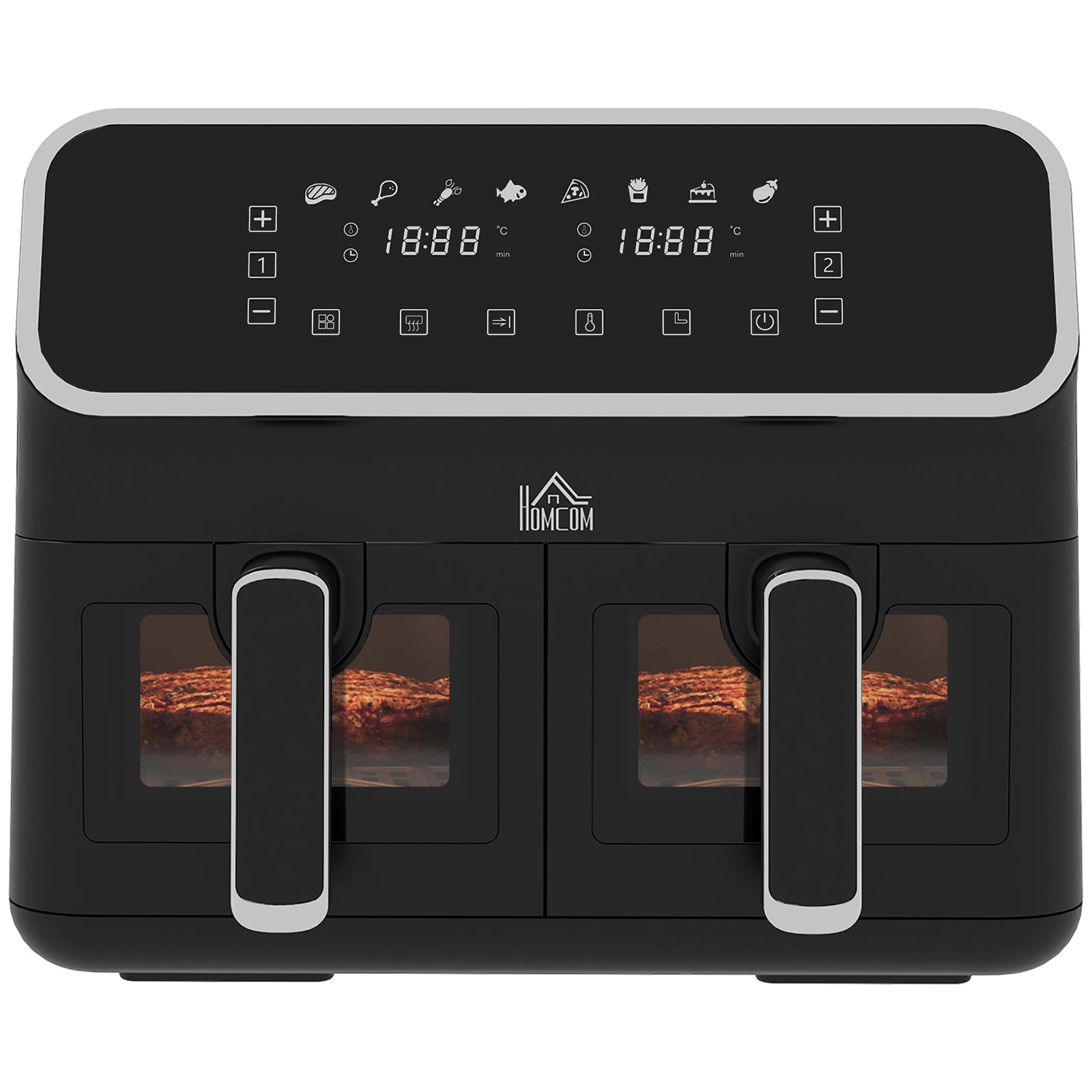 Dual Zone Air Fryer 8l Double Air Fryer With Sync Finish | One Size | Silver