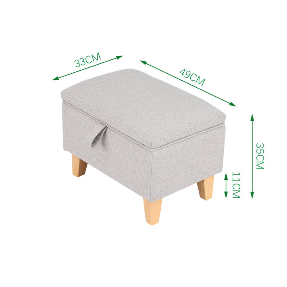 Linen Upholstered Storage Ottoman Footstool & Footrest With Hidden Storage, 49 X 33 X 34 Cm