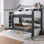 Olly Storage Bunk Bed Without Drawer With Spring Mattresses | Single | Grey