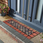 Elegant Tile Effect Narrow Step Doormat - Red Edge | Set of 2 | Red