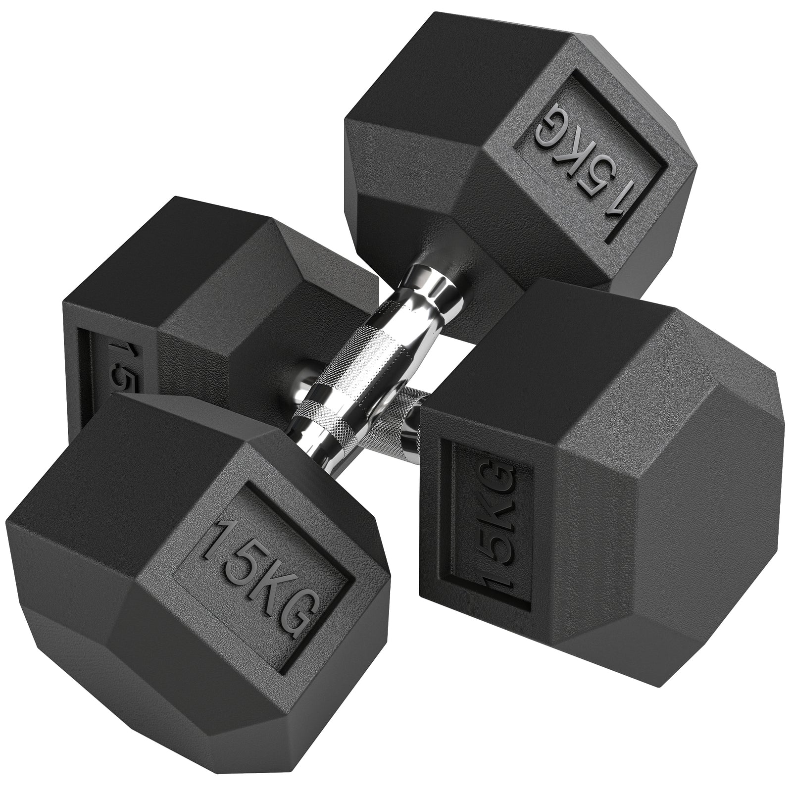 Rubber Hex Dumbbell Portable Hand Weights Home Gym | 30kg | Black