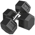 Rubber Hex Dumbbell Portable Hand Weights Home Gym | 30kg | Black