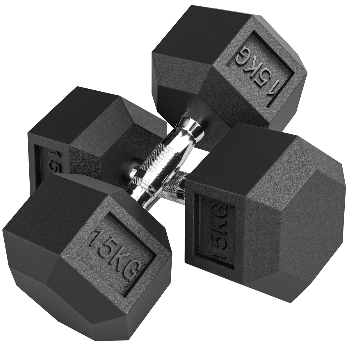 Rubber Hex Dumbbell Portable Hand Weights Home Gym | 30kg | Black