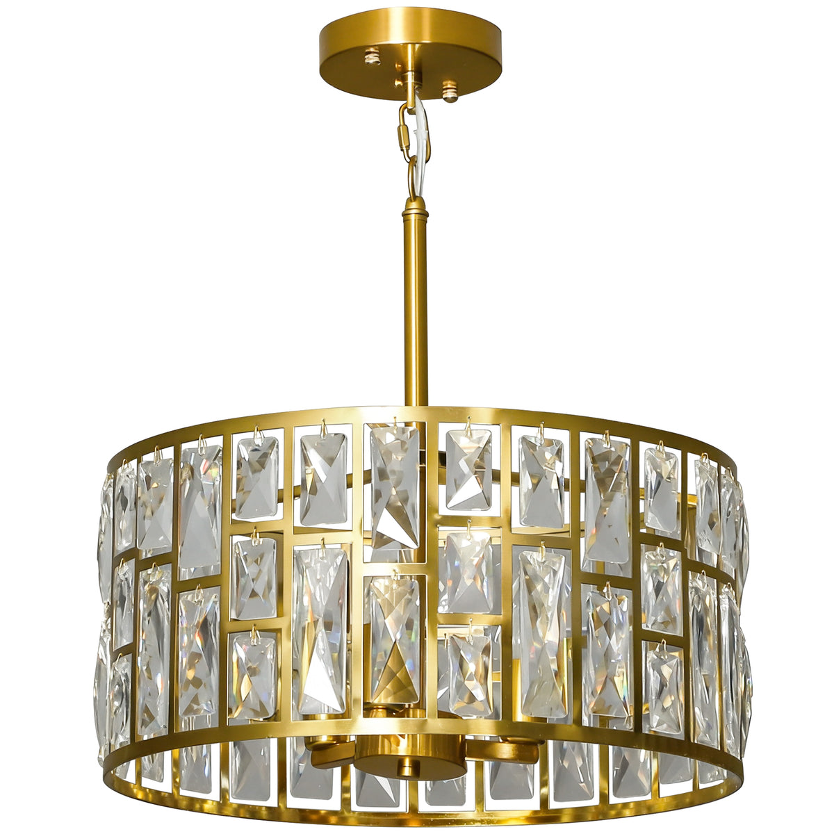 HOMCOM Modern Flush Mount Ceiling Light, Crystal Chandelier For Living Room