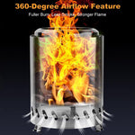Portable Smokeless Fire Pit With Fire Ring, Pellet Adapter & Ash Grate – Durable Outdoor Stove For Camping & Backyard | Silver