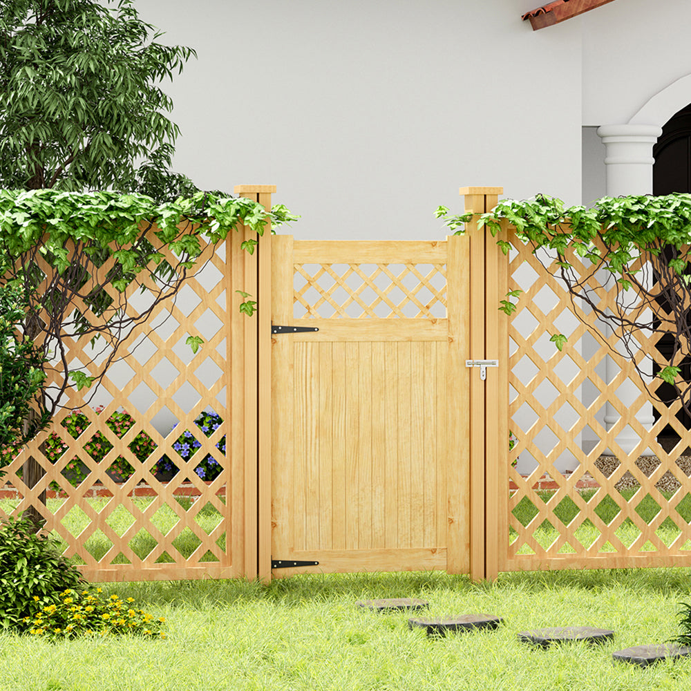 90cm W X 90/120/150/180cm H Diyspace Rhombus Garden Wood Fence Gate | 150cm