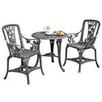 Rose Design Three Piece Bistro Set | Pewter