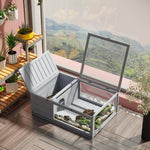 Tortoise House W/ Mesh Roof, Small Pet Reptile Wooden House - Grey