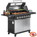 6+1 Burner Gas Bbq Grill, Barbecue Grill With Warming Rack | Silver
