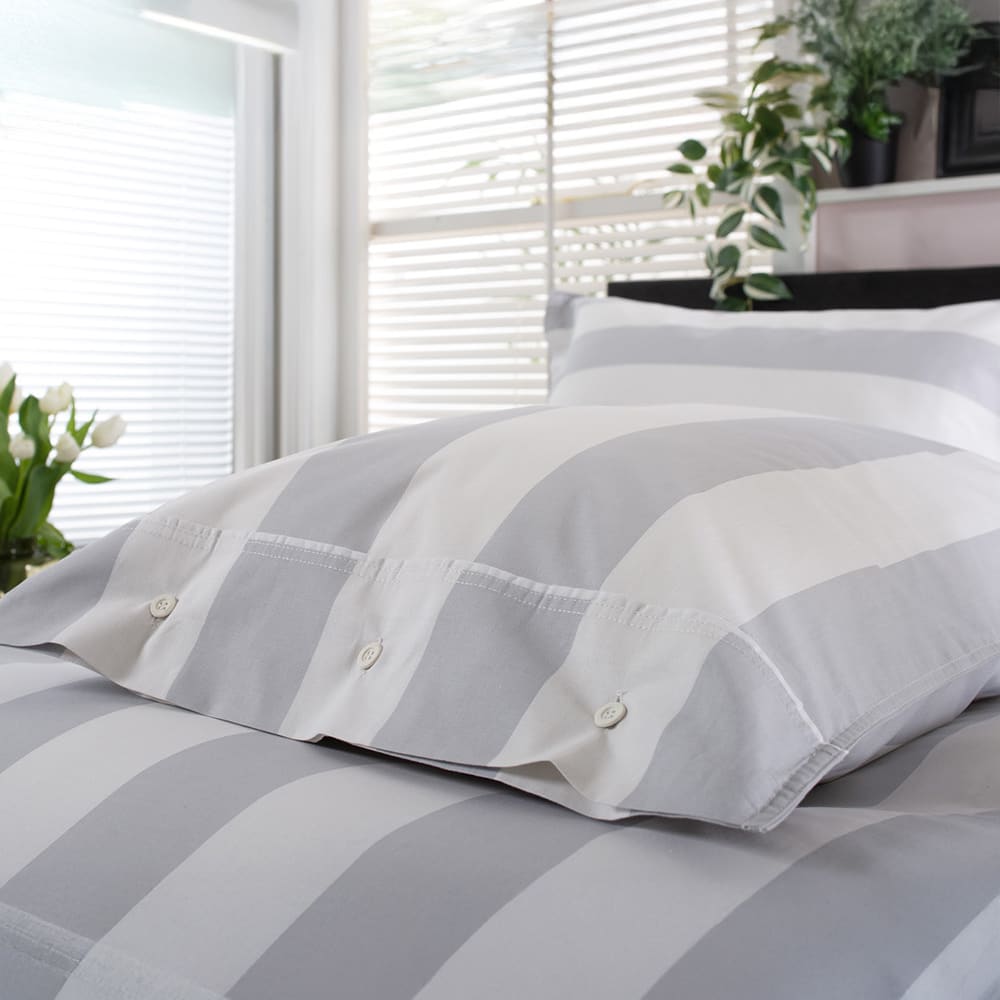 West End Stripe 100% Cotton Duvet Set – Soft & Breathable Bedding | Single | Grey