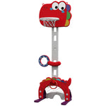 AIYAPLAY 5-in-1 Basketball Set With Adjustable 96-130 Cm Height, Red