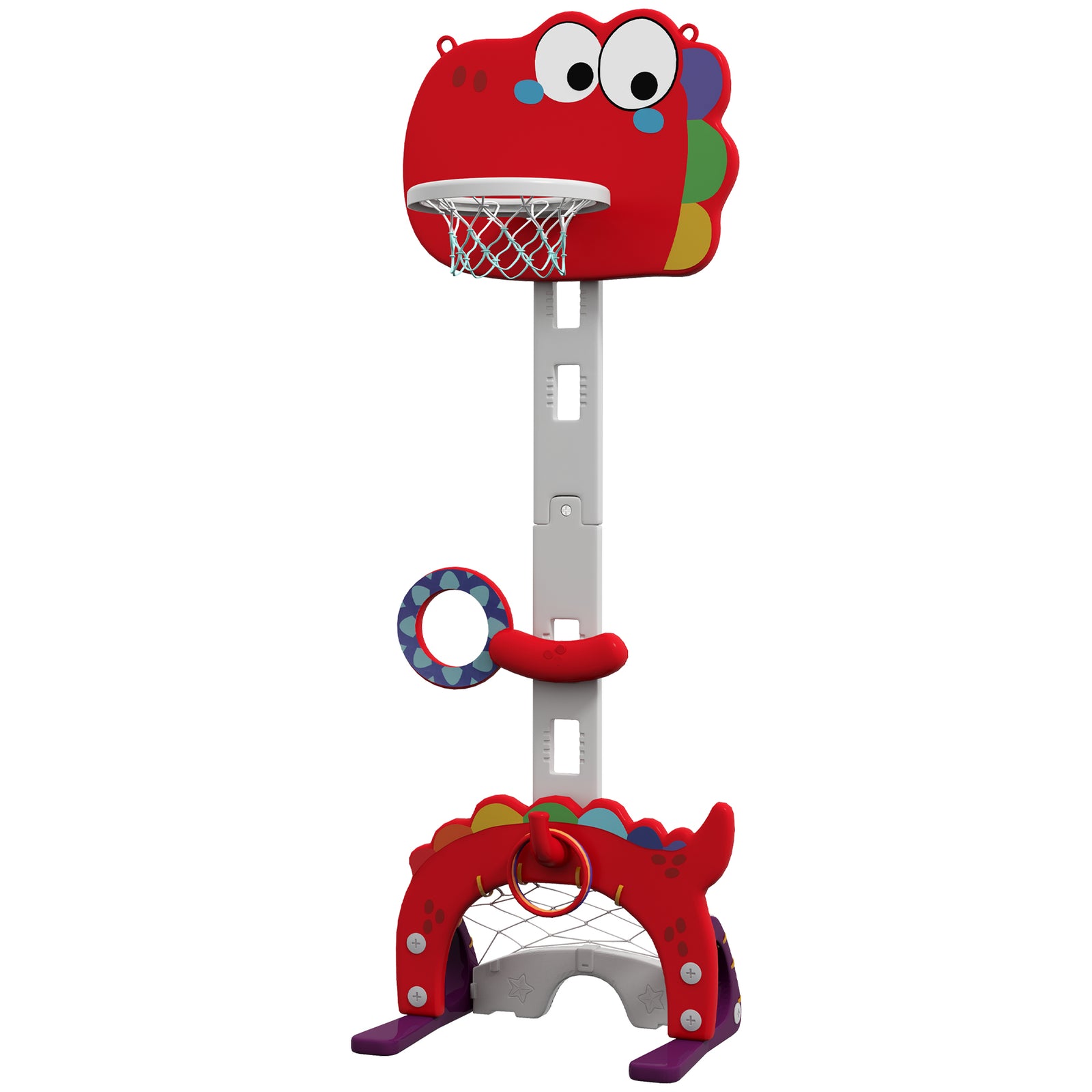 AIYAPLAY 5-in-1 Basketball Set With Adjustable 96-130 Cm Height, Red