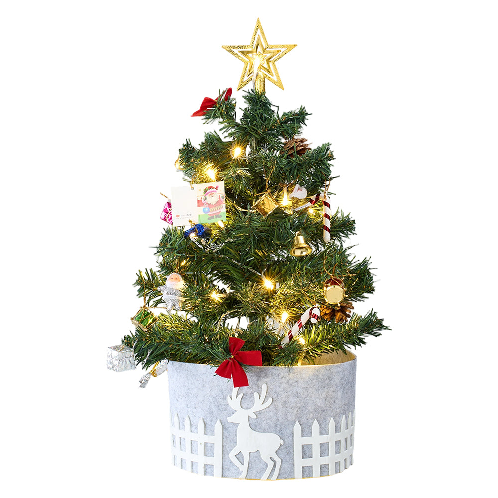 Mini Led Christmas Tree With Lifelike Pine Branches And Classic Decorations