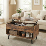 HOMCOM Lift Top Coffee Table Hidden Storage 75 Cm Rustic Brown