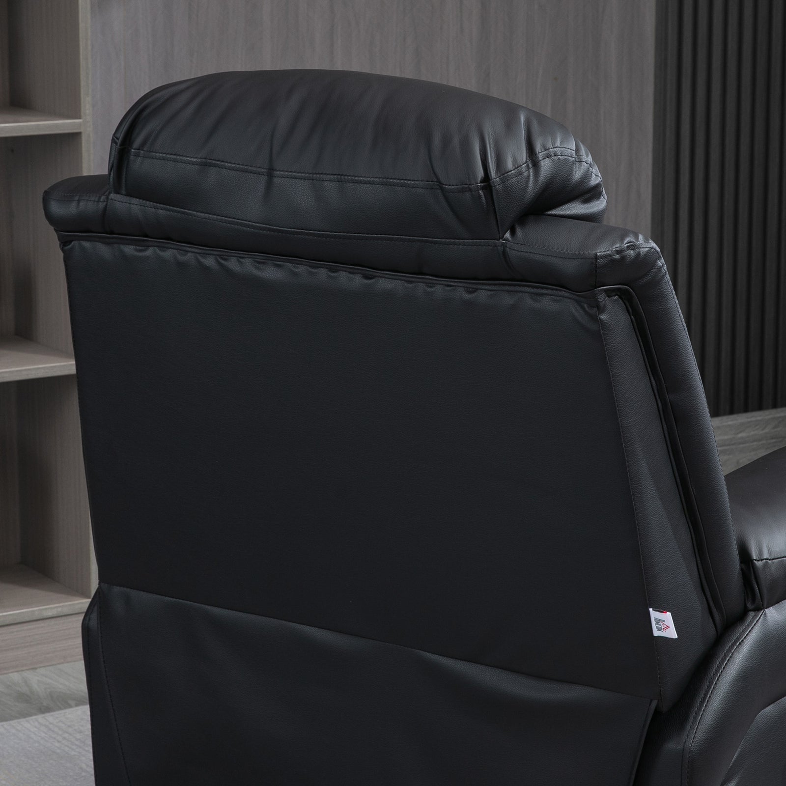 Pu Leather Electric Recliner Mobility Lift&rise Overstuffed Design Black