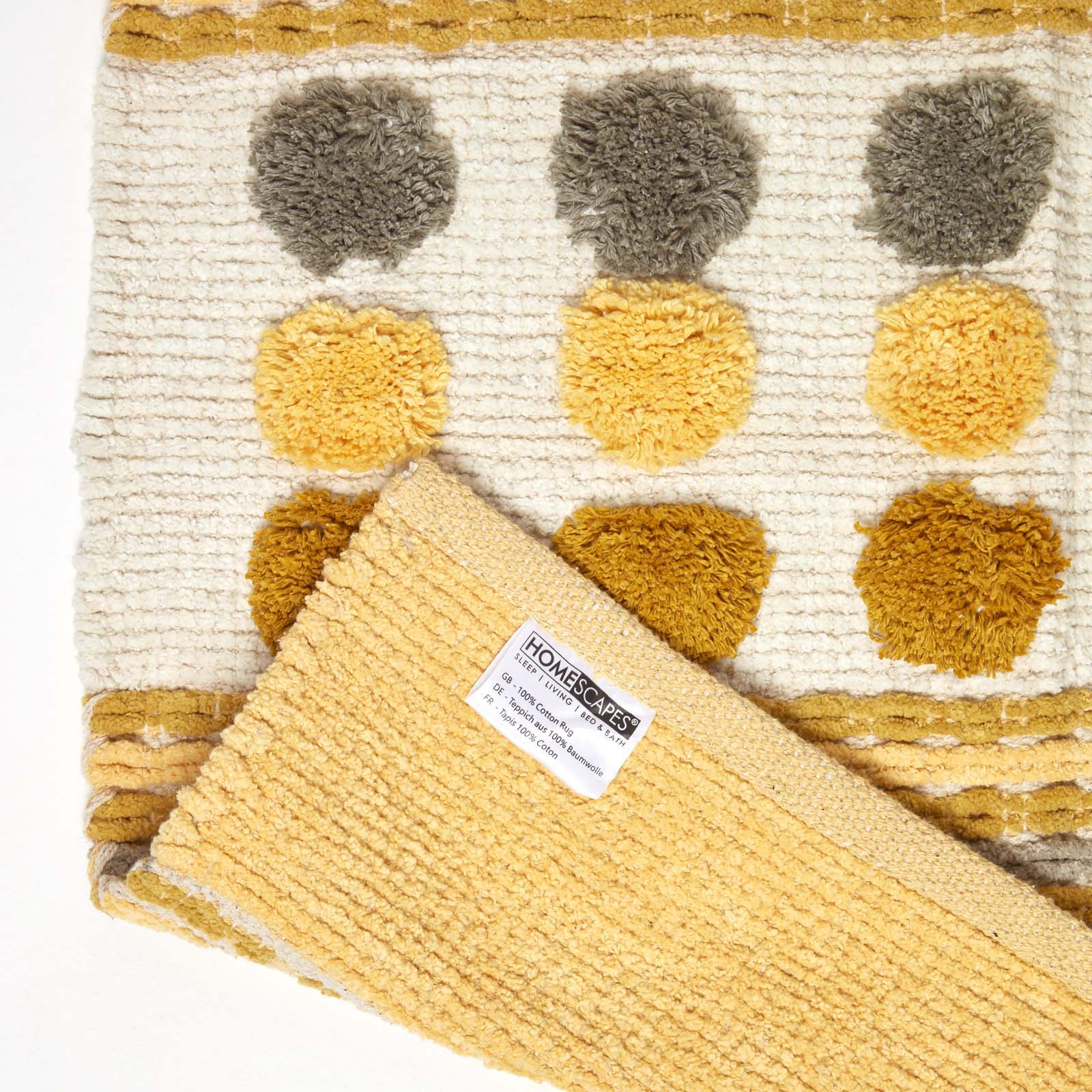 Cotton Chenille Striped Tufted Circle Rug | 60cm x 100cm | Mustard