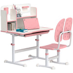 Kids Desk And Chair Set W/ Tiltable Desktop Reading Rack | Pink
