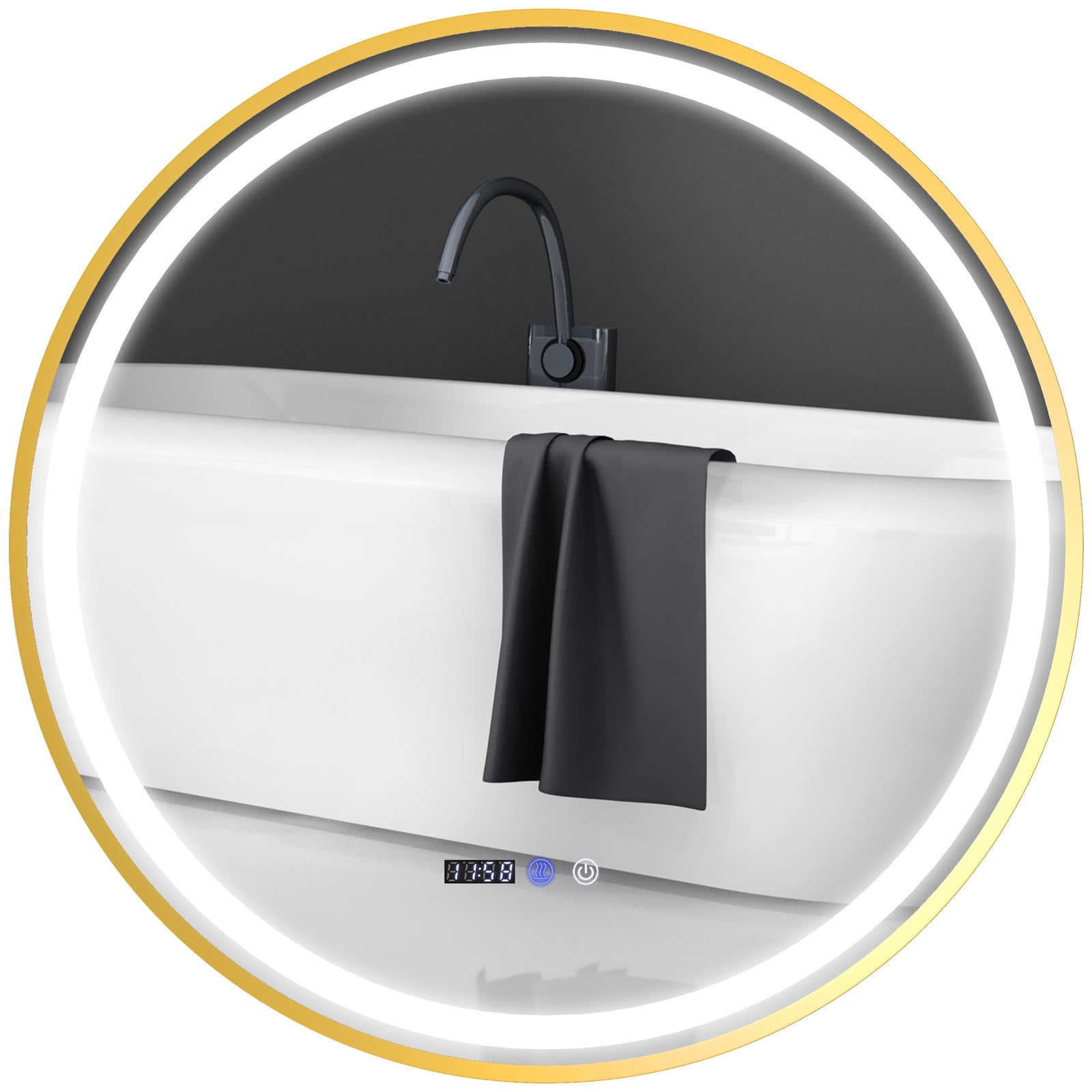 Illuminated Bathroom Led Mirror 60/80cm Round Wall Mounted | Large | Gold
