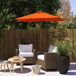 Wooden Patio Umbrella Market Parasol Outdoor Sunshade Orange