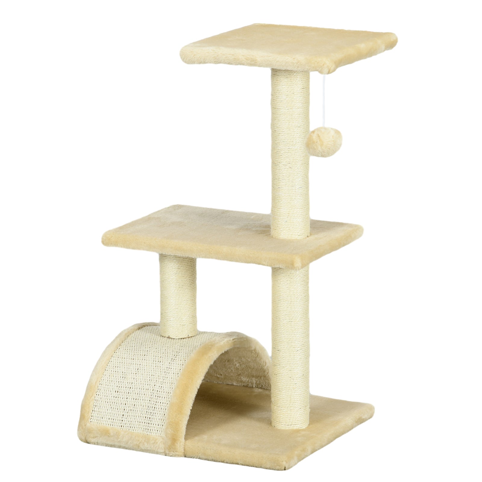 72cm Cat Tree Climbing Tower With Sisal Scratching Post | Cream
