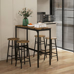 Bar Table And Stool Set Kitchen Table With 2/4 Stools | Set of 5 | Brown