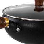 Long-handle Iron Deep Wok Pan With Lid | 24cm