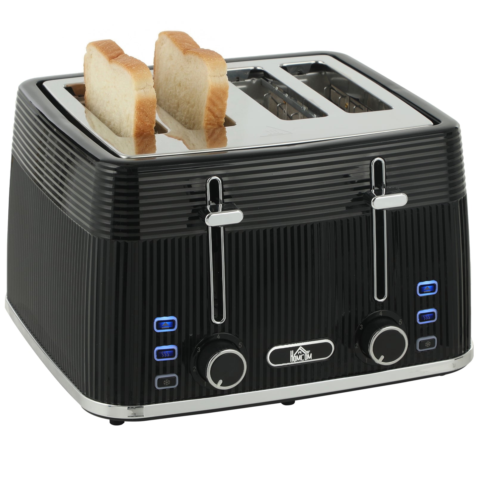 4 Slice Electric Toaster With 7 Browning Levels, 1860w | Black