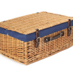 Wicker 55cm Buff Empty Picnic Basket Unlined | Blue