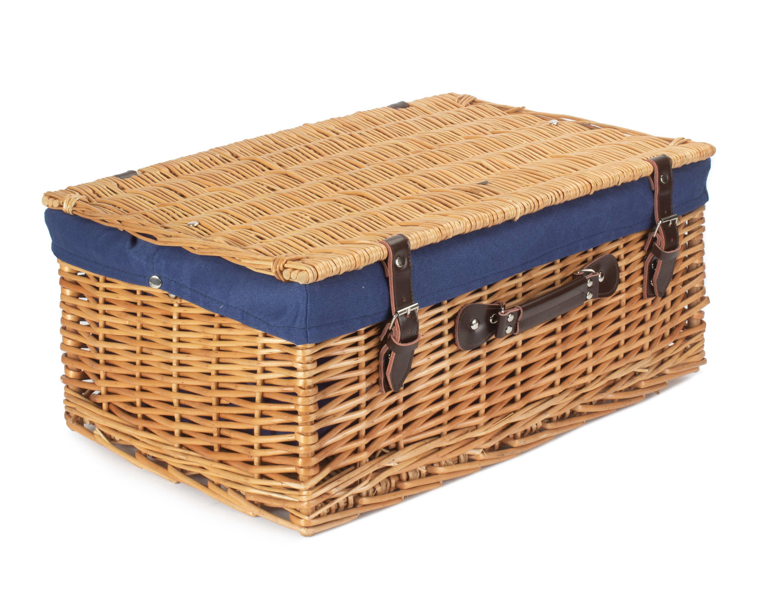 Wicker 55cm Buff Empty Picnic Basket Unlined | Blue