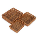 Wicker Shallow Tray | Set-of-3 | Brown
