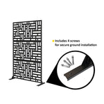 Metal Outdoor Privacy Screen 90cm X 180cm - Maze | 180cm x 90cm | Black