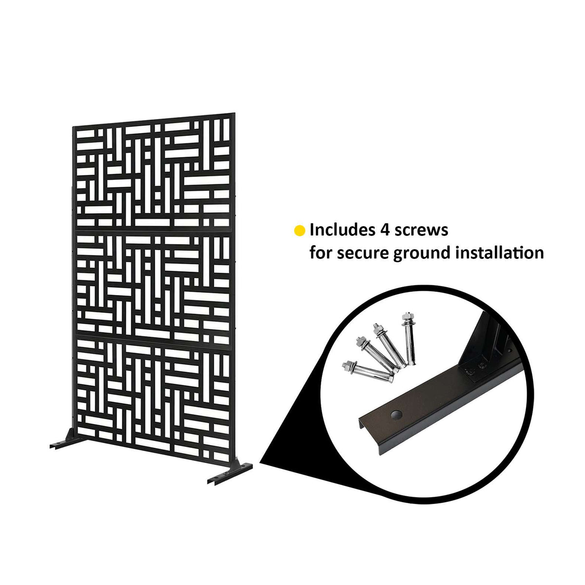 Metal Outdoor Privacy Screen 90cm X 180cm - Maze | 180cm x 90cm | Black