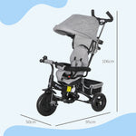 6 In 1 Kids Trike, Stroller With Parent Handle | Grey