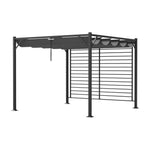 3x 2.8m Metal Outdoor Pergola With Retractable Roof & Pa-coated Polyester,outdoor Gazebo Canopy Shelter With Grommet Holes For Garden