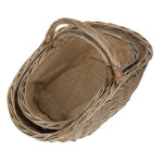 Wicker Antique Wash Harvesting Trug Baskets | Set-of-2