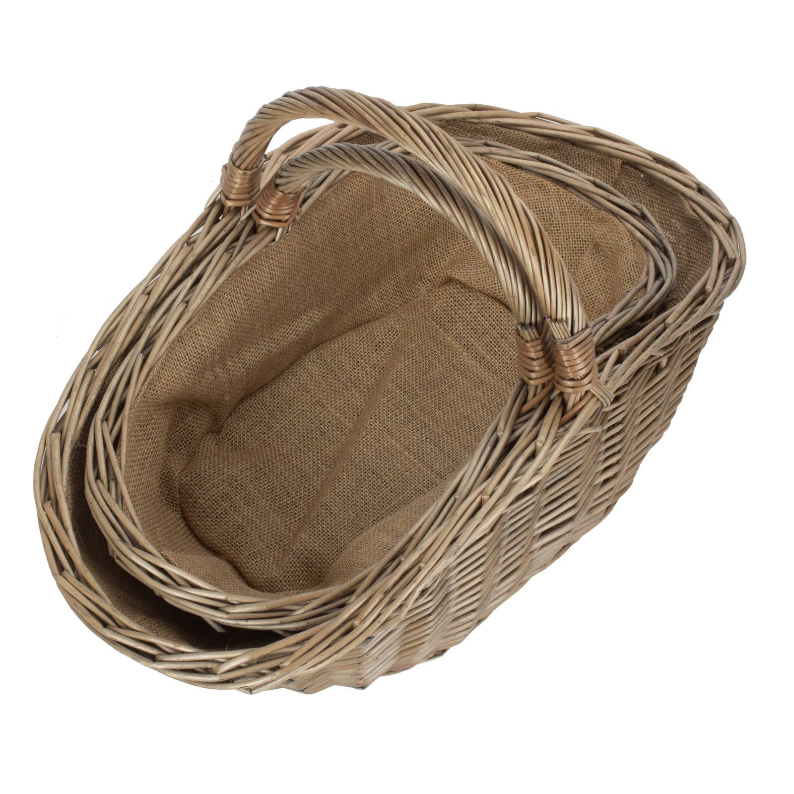Wicker Antique Wash Harvesting Trug Baskets | Set-of-2