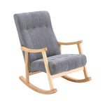 Minimalist Solid Wood Rocking Chair With Tufted Backrest – Ergonomic Design For Comfort And Relaxation | Grey