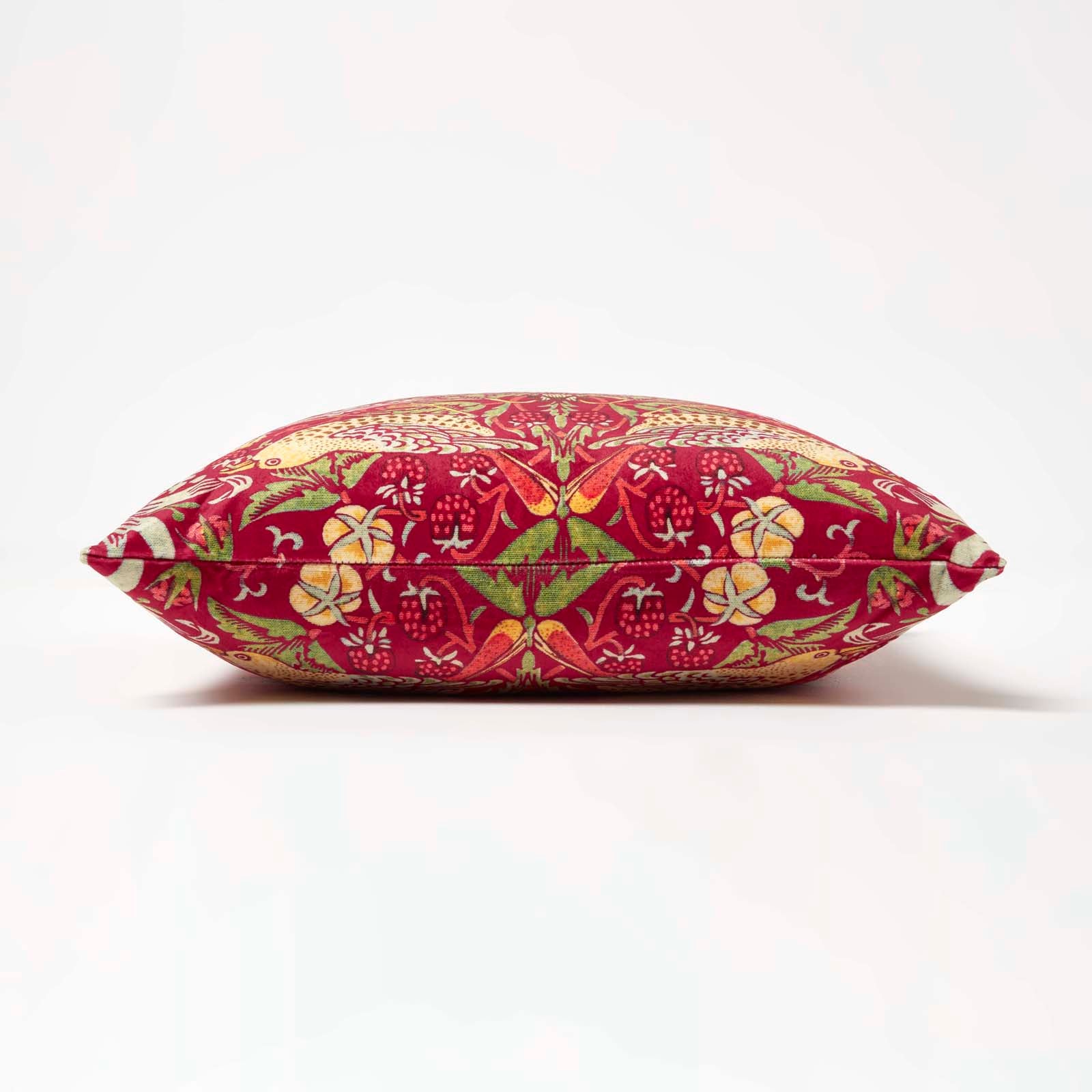 William Morris Strawberry Thief Velvet Cushion | 45cm x 45cm | Black