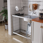 100cm*50cm*85cm H 201 Stainless Steel Commercial Sink With Drainboard